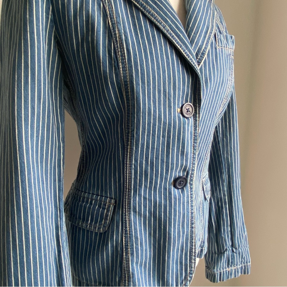 Y2K Denim Pinstripe Women’s Tailored Jacket